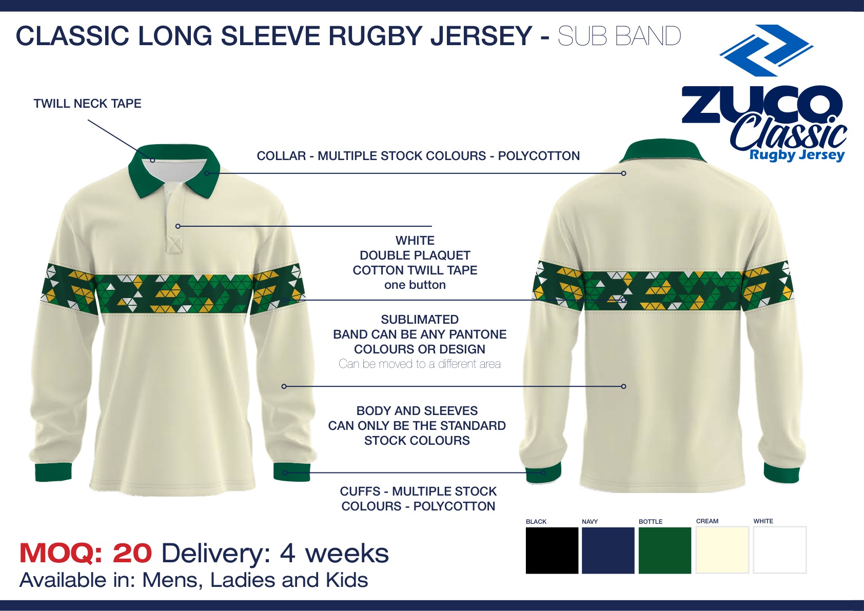 Sub Band rugby jersey - long sleeve spec sheet