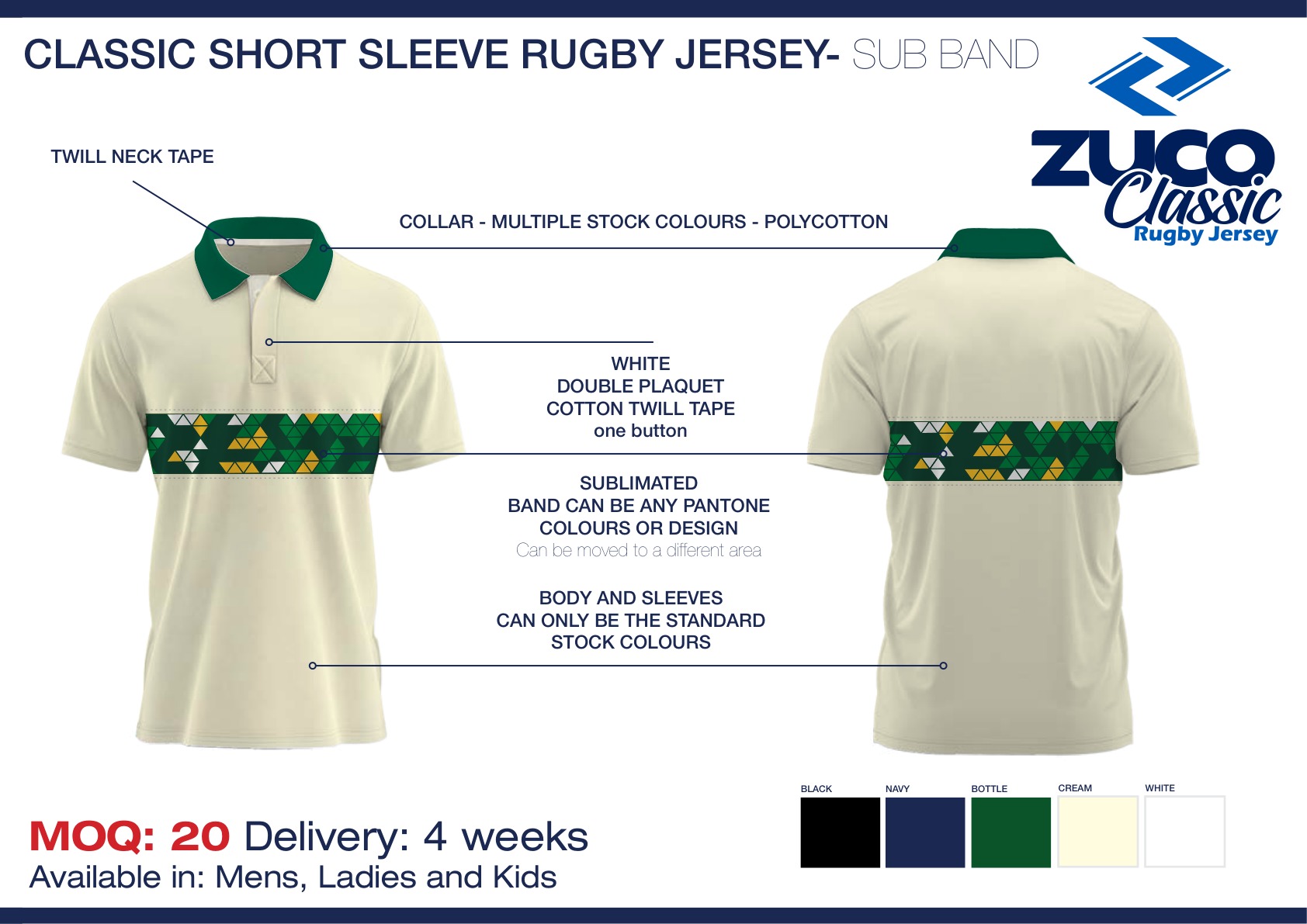Sub Band rugby jersey - short sleeve spec sheet
